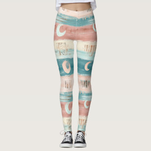 Rustic Celestial Stripe Moon Sun Earthy (4) Leggings