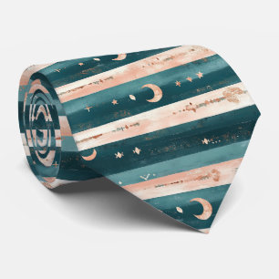 Rustic Celestial Stripe Moon Sun Earthy (5) Tie