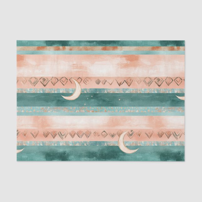 Rustic Celestial Stripe Moon Sun Earthy (8) Tissue Paper (Front)