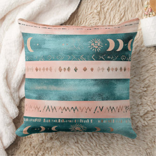 Rustic Celestial Stripe Moon Sun Earthy Cushion