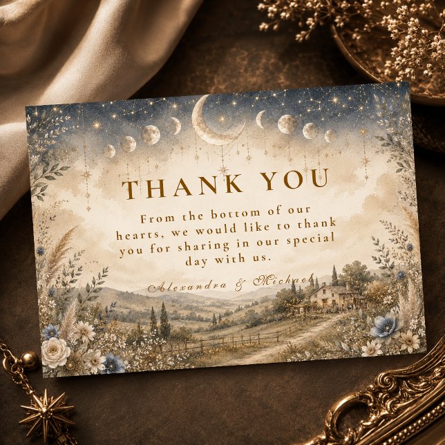 Rustic Celestial Wedding Thank You Card (Creator Uploaded)