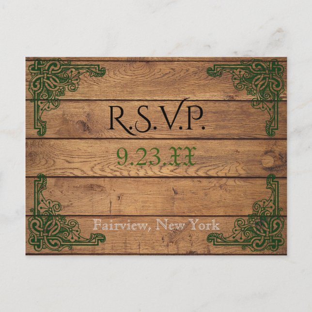 Rustic Celtic Claddagh RSVP Card (Front)