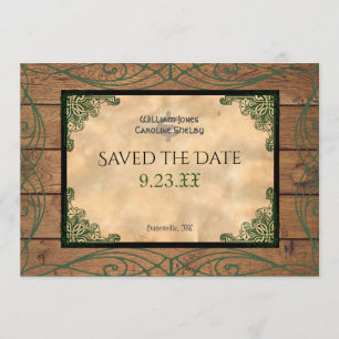 Rustic Celtic Claddagh Save the Date Invitation