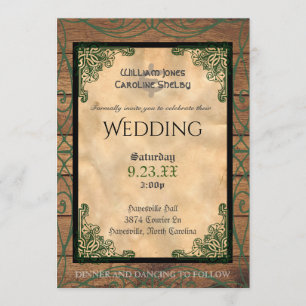 Rustic Celtic Claddagh Wedding Invitation