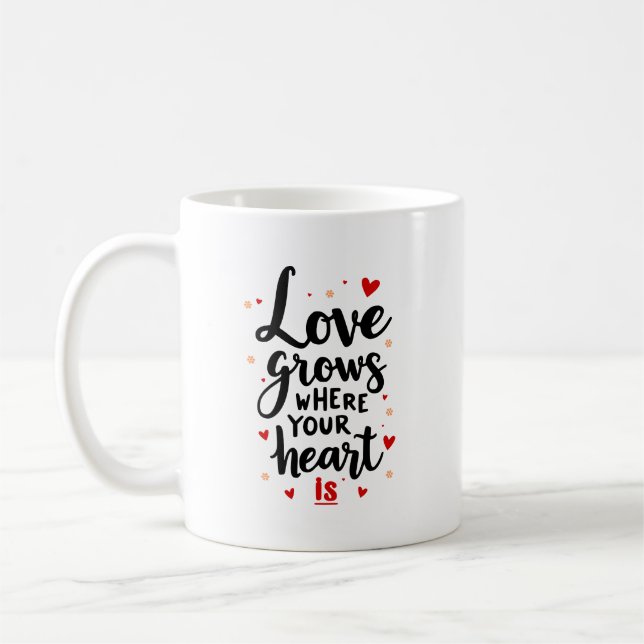 Rustic Ceramic Coffee Cup with Uplifting Quote (Left)