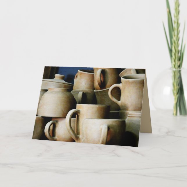Rustic Ceramic Cups and Mugs Blank Greeting Card (Front)