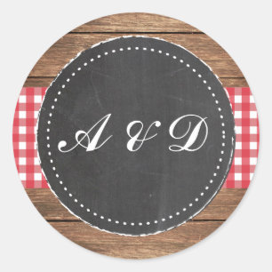 Rustic Chalk and Red Wood Stickers Labels