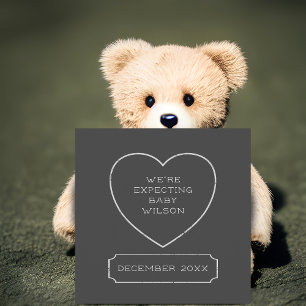 Rustic Chalk Heart Pregnancy Announcement Cards