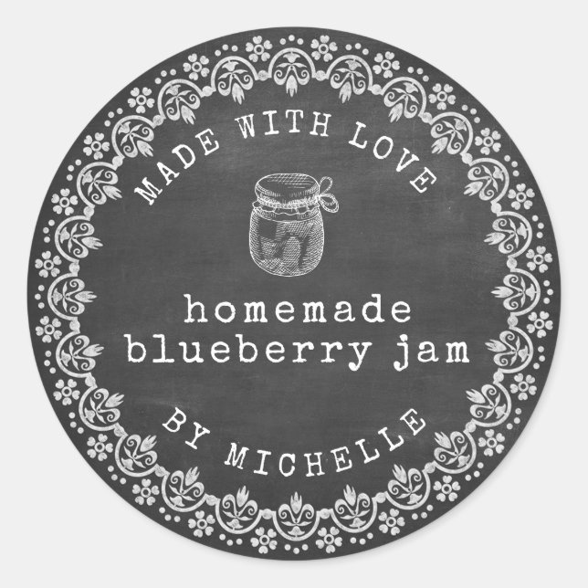 Rustic Chalk Jam Label Canning Sticker (Front)