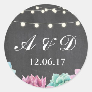 Rustic Chalk Succulents Lights Stickers Labels