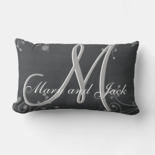 Rustic Chalkboard 3d Monogram Lumbar Cushion