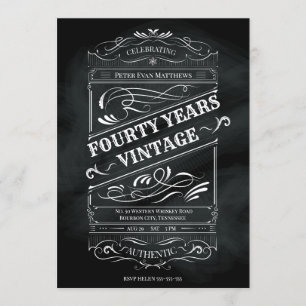 Rustic Chalkboard 40th Birthday Man Vintage Invitation