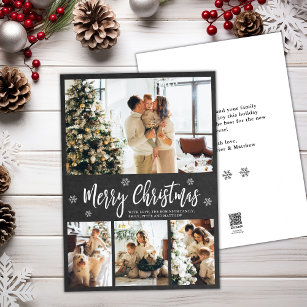 Rustic Chalkboard 4 Photo Collage Christmas Holiday Card