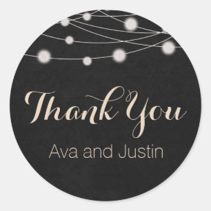 Rustic Chalkboard and String Light Thank You Seal