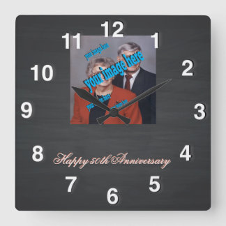 Rustic Chalkboard 🕰️ Anniversary Special Square Wall Clock