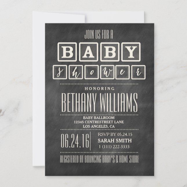 RUSTIC CHALKBOARD BABY SHOWER INVITATION (Front)