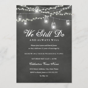 Rustic Chalkboard Backyard Vow Renewal Anniversary Invitation