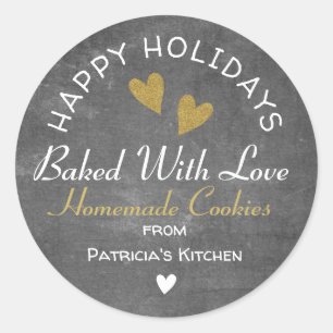 Rustic Chalkboard Baked With Love Holiday Cookies Classic Round Sticker