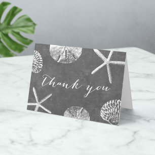 Rustic Chalkboard Beach Seashells Thank You
