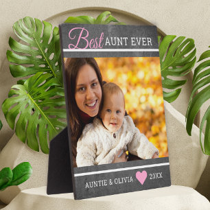  Rustic Chalkboard Best Aunt Ever Custom Photo   Plaque