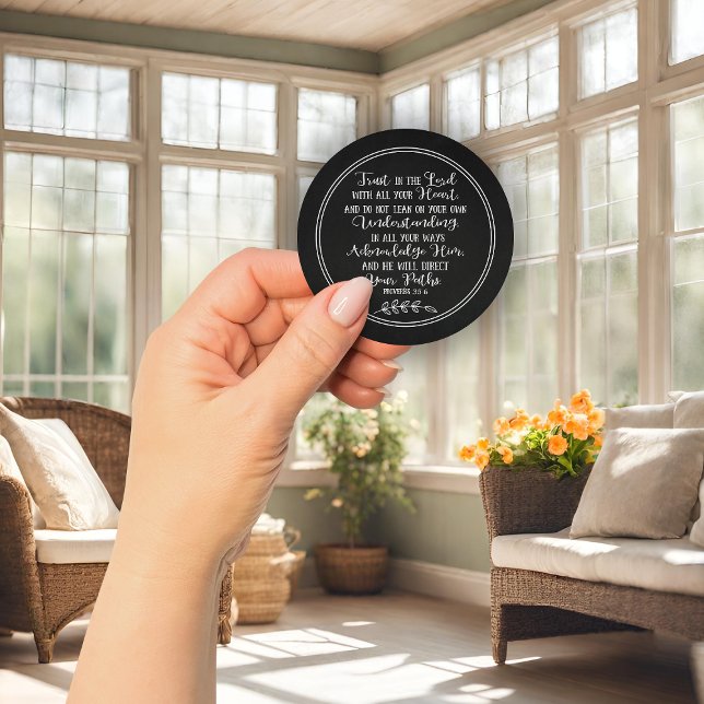 Rustic Chalkboard Bible Verse Christian Typography Classic Round Sticker (Rustic Chalkboard Bible Verse Christian Typography Classic Round Sticker)