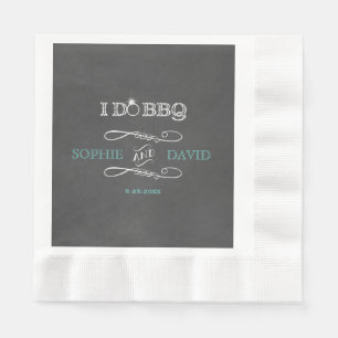 Rustic Chalkboard Burlap I DO BBQ Engagement Party Napkin