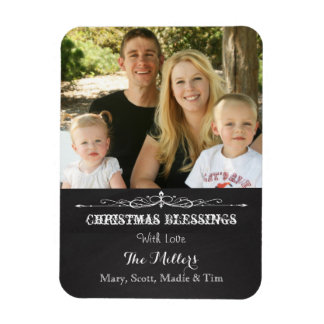 Rustic Chalkboard Christmas Blessing Photo Magnet