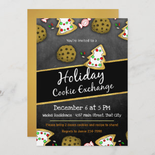 Rustic Chalkboard Cookie Exchange Invitation