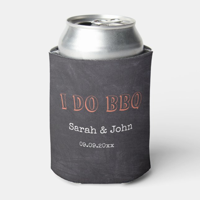 Rustic Chalkboard Country I Do BBQ Party  Can Cooler (Can Front)