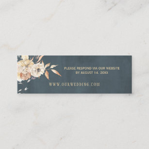Rustic chalkboard dahlias wedding website RSVP Mini Business Card