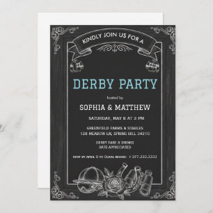 Rustic Chalkboard Derby Party Invitation