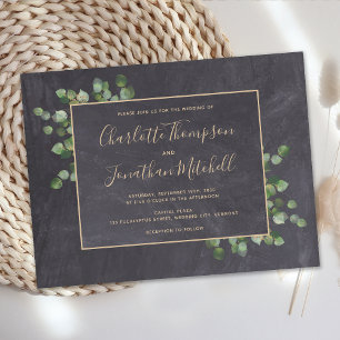 Rustic Chalkboard Eucalyptus Foliage Greenery Save Invitation Postcard