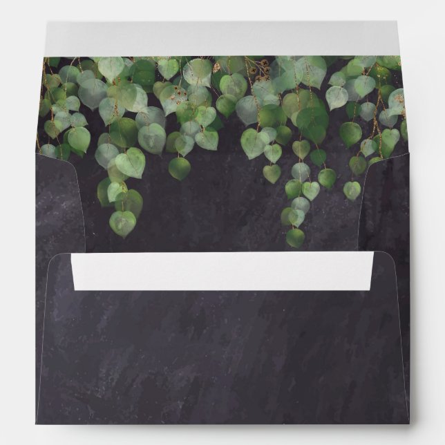 Rustic Chalkboard Eucalyptus Greenery Wedding  Envelope (Back (Bottom))