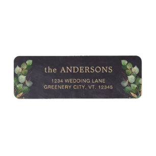 Rustic Chalkboard Eucalyptus Greenery Wedding  Return Address Label