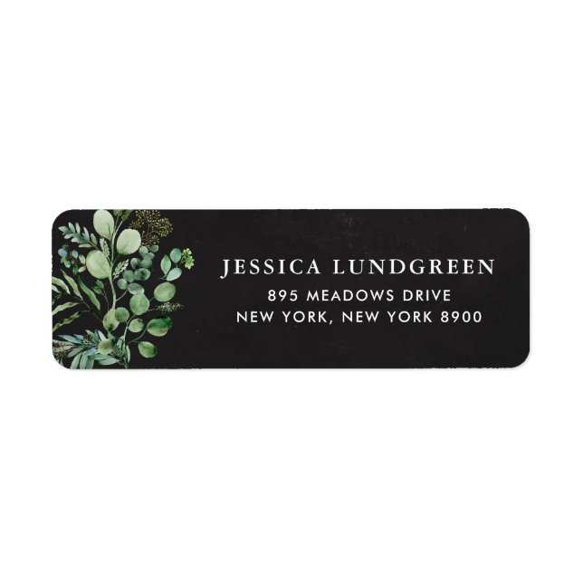 Rustic Chalkboard Eucalyptus Leaves Greenery Return Address Label (Front)