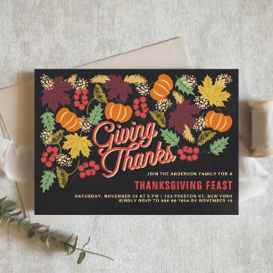 Rustic Chalkboard Fall Harvest Thanksgiving Party Invitation