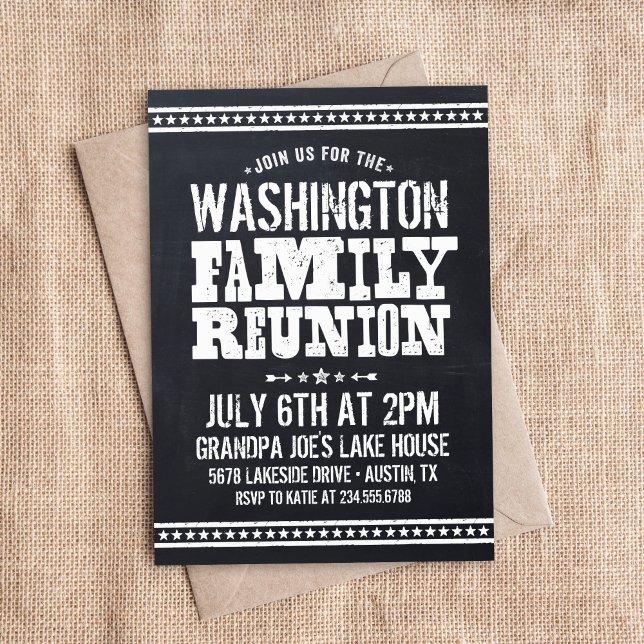 Rustic Chalkboard Family Reunion Invitations (Creator Uploaded)