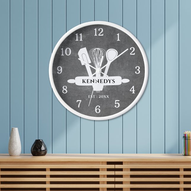 Rustic Chalkboard Farmhouse Kitchen Personalised Clock (Creator Uploaded)