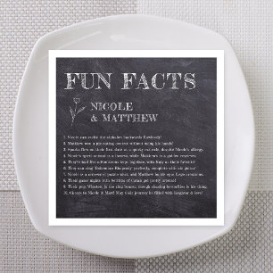 Rustic Chalkboard Fun Facts Wedding Napkin