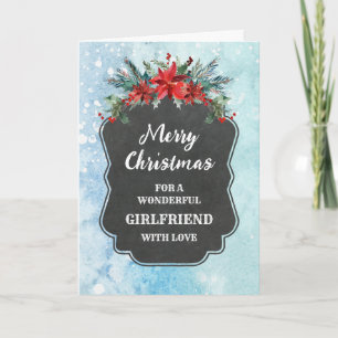 Rustic Chalkboard Girlfriend Merry Christmas Card