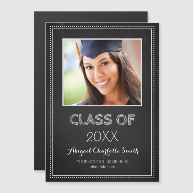 Rustic Chalkboard Graduation Magnetic Card (Front/Back)