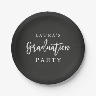 Rustic Chalkboard Graduation Party Paper Plate