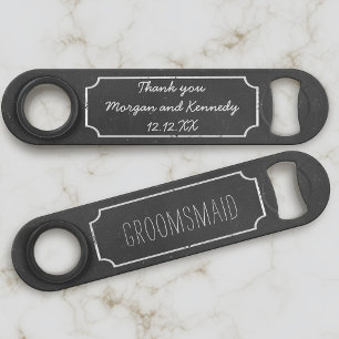 Rustic Chalkboard Groomsmaid Wedding Bottle Opener