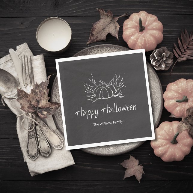 Rustic Chalkboard Halloween Party Simple Pumpkin  Napkin (Creator Uploaded)