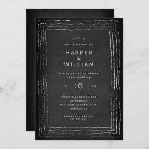Rustic chalkboard hand drawn frame wedding invitation