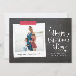 Rustic Chalkboard Happy Valentine's Day Photo Holi Holiday Card