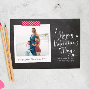 Rustic Chalkboard Happy Valentine's Day Photo Holiday Card