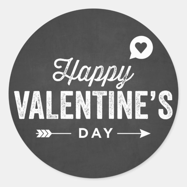 RUSTIC CHALKBOARD HAPPY VALENTINE'S DAY STICKER (Front)