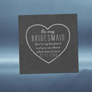 Rustic Chalkboard Heart Be My Bridesmaid Proposal Magnetic Invitation