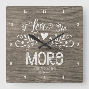 Rustic Chalkboard Leaf Heart Script Typography Square Wall Clock